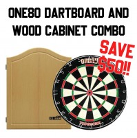 One80 Topscore Dartboard and Wood Cabinet Combo - Oak